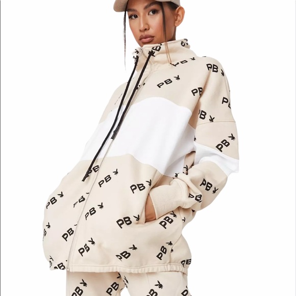Playboy Stone Repeat Print Zip Sweatshirt - Picture 2 of 6